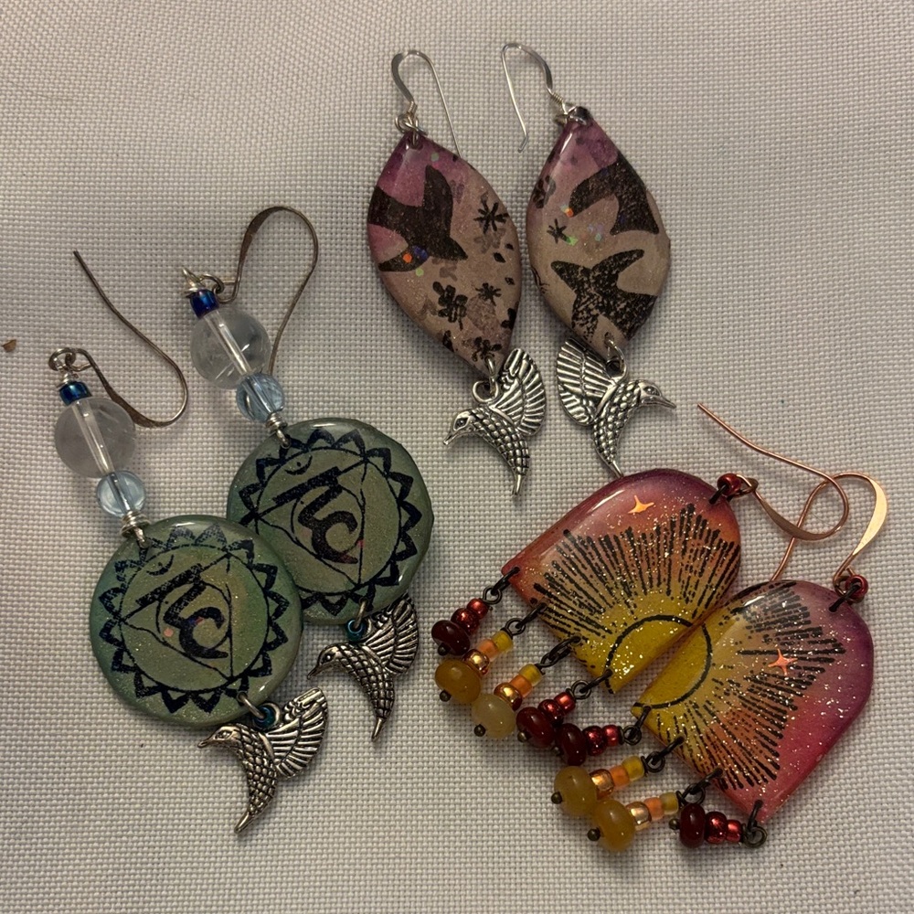 Handmade Colorful Spring Acrylic Dangle Earrings Set/3